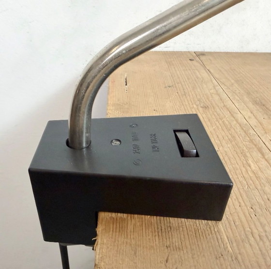 Image 1 of Grijze industriële bureaulamp van Elektrosvit uit de jaren 70, geschikt voor in een fabriek.