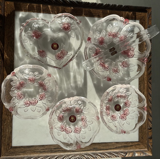 5 x Servizio da tavola/da portata vintage in vetro Walther con rose – Walther glas, Stoviglie, Glass (photo 6 of 16)