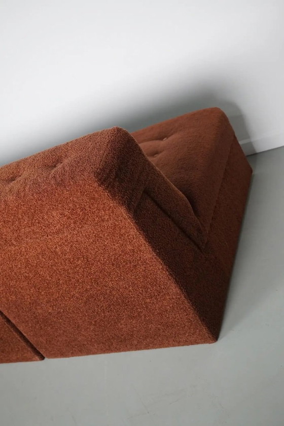 Image 1 of Vintage brown bouclé modular sofa, 1970s, 5 elements