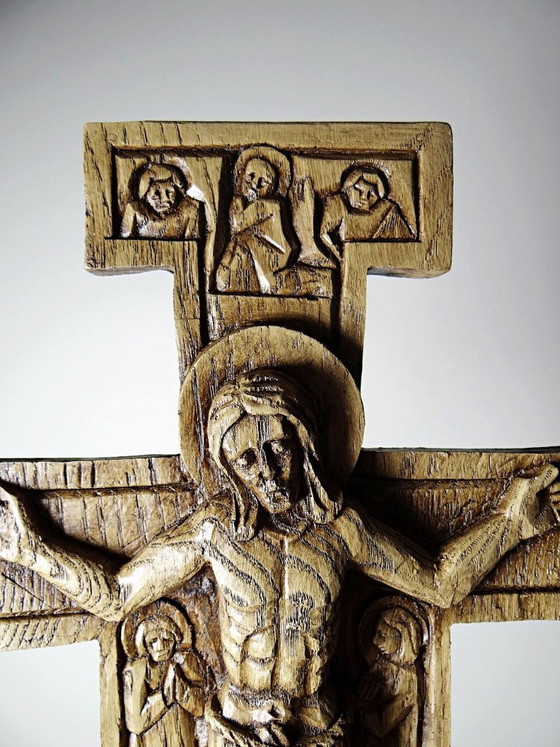 Croix de San Damiano vintage en bois sculpté, art religieux franciscain – Décorations murales, Wood (photo 5 of 12)