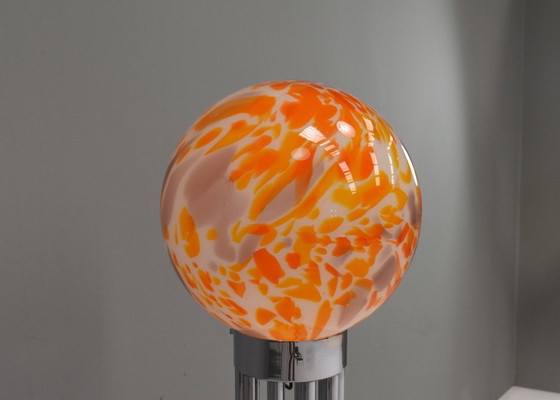 Image 1 of Goffredo Reggiani Lámpara de pie en cristal de Murano, mármol y cromo - Italia, 1970s