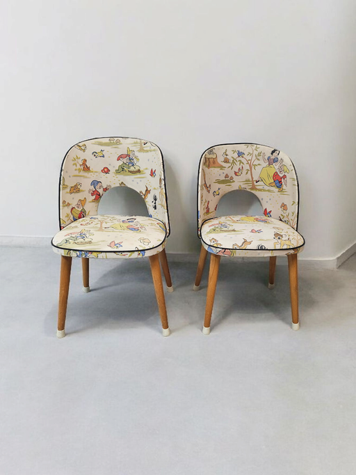Set of 2 vintage Disney fairy tale children's chair Skai cover 1950s