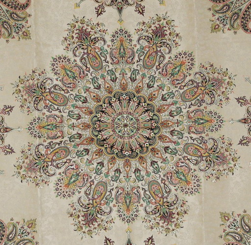 Oosters handgemaakt tafelkleed, zeer fijn vervaardigd uit zijden draden, 100 x 100 cm