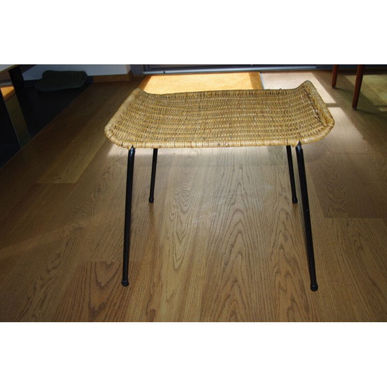 Image 1 of Basket stool in steel and wicker by Franco Legler