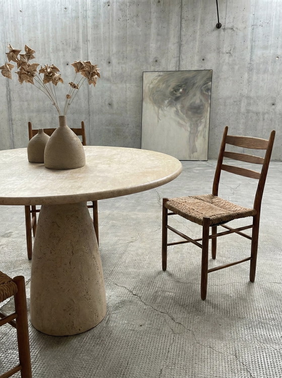 Image 1 of 4 sedie da pranzo in vimini di quercia, anni '60