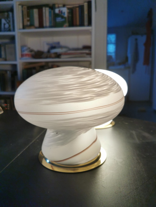 Pair of Murano Swirl mushroom lamps