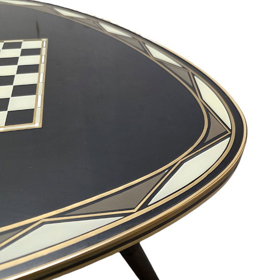 Vintage Mid-Century Chess Side Table, 50s/60s, Wood, Multi Color (photo 4 of 5)