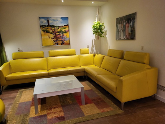 Image 1 of Divano angolare Gealux Trones, pelle gialla, 300x330, nuovo