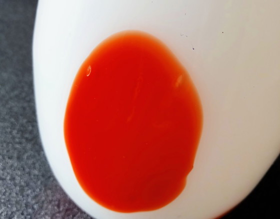 Image 1 of Vase vintage en verre bombé rouge et blanc amaryllis de MURANO, Italie - Venise