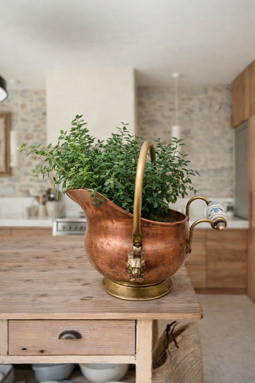Vintage Dutch Copper Coal Scuttle - Fireplace Decor & Planter