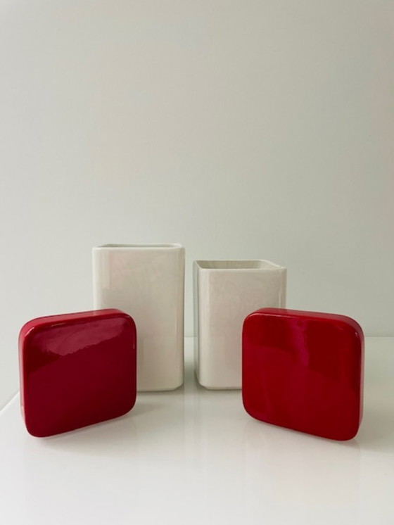 Image 1 of Ensemble de 2 bocaux de rangement vintage de design italien