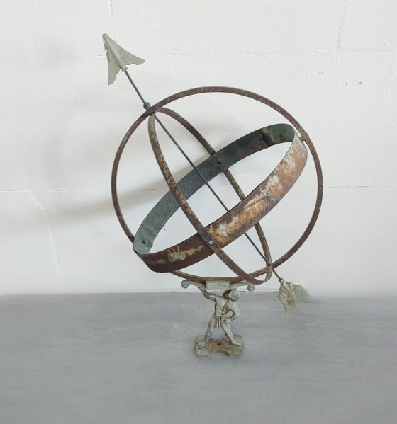 Image 1 of Vintage/Antieke gepatineerde zonnewijzer/ zonneklok Armillary tuindecoratie