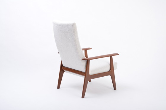 Image 1 of Dutch Mid-Century Modern Teak Lounge Chair by Topform Reupholstered in Bouclé