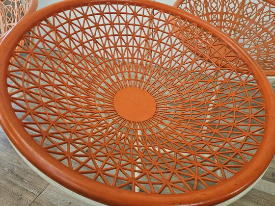 Poltrone da giardino Vintage Space Age in ferro e plastica, 1970, Sedie da giardino, Metallo, Arancione (foto 6 di 15)