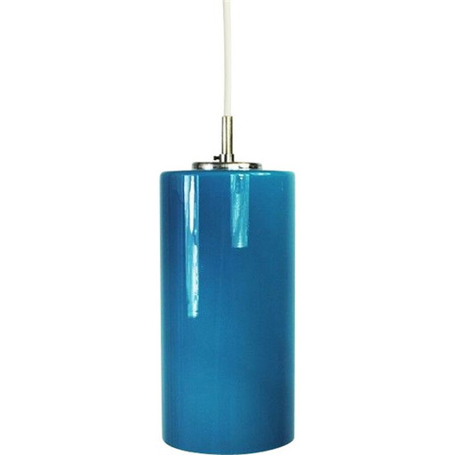 Vintage blauw glazen hanglamp van Gino Vistosi voor Venini, jaren 1950