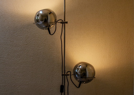 Vintage Chrome Eyeball Stehlampe wahrscheinlich von GEPO, restauriert Space Age Retro Lampe