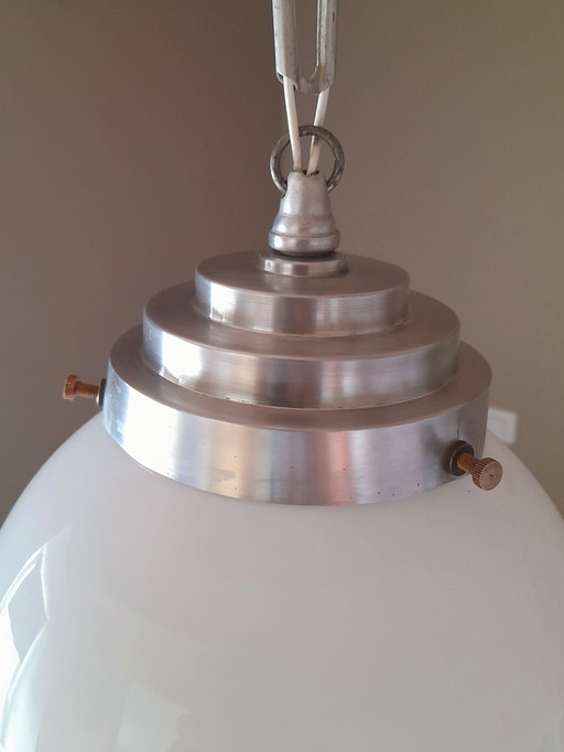 White opaline art deco globe suspension