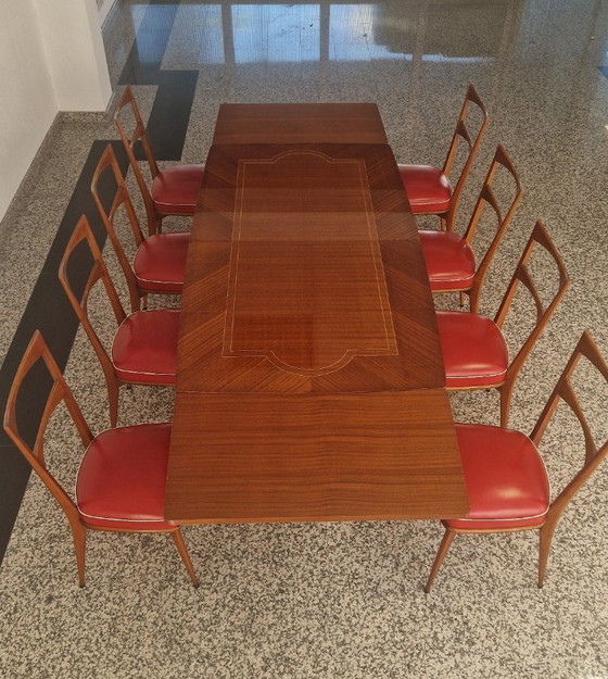 Image 1 of Complete vintage Mid-century Modern dining set with sideboard, table, and 8 chairs