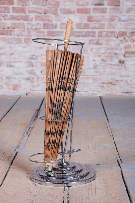 Originele Bauhaus paraplubak, verchroomd staal, Duitsland, jaren 1950 – Metal, Chrome (photo 7 of 12)