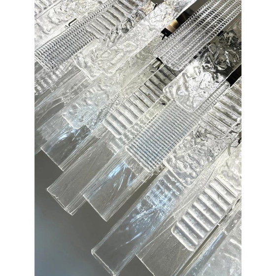 Image 1 of Hedendaagse Italiaanse rechthoekige kroonluchter van "Listelli" Murano-glas van Simoeng
