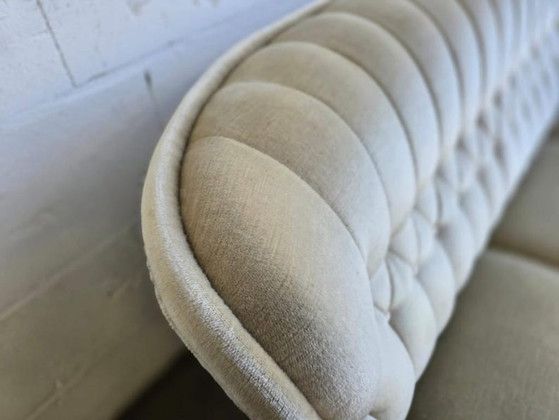 Image 1 of Poltrona/divano vintage beige con frange. SPEDIZIONE GRATUITA