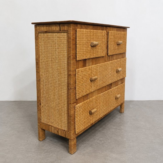 Image 1 of Vintage ladekast van rotan in Riviera-stijl, jaren 70