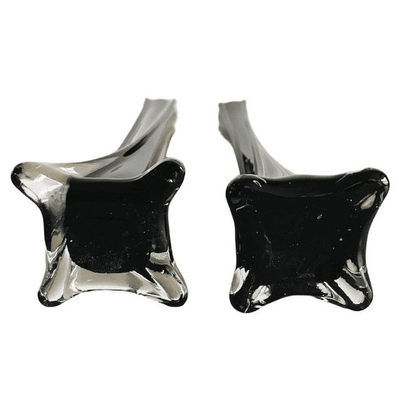 Image 1 of Vintage set of mid-century slimline vases in black glass, 1970s