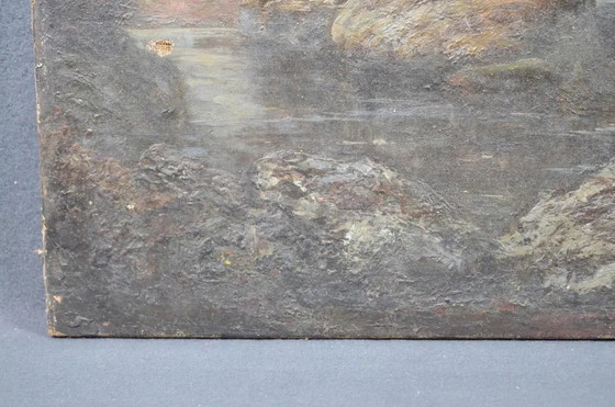 Antique French Woodland Landscape Oil Painting With Rocks and Stream – Paintings & Drawings, Canvas (photo 6 of 12)