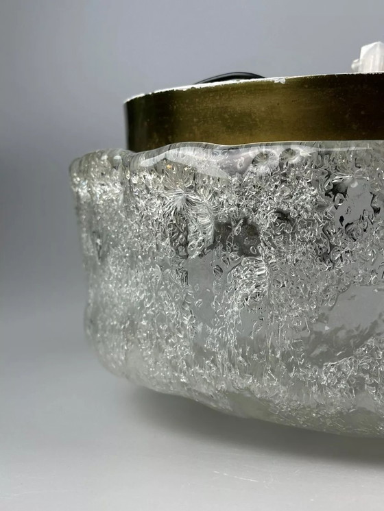 Image 1 of Lampada da soffitto anni '60 e '70 Plafoniera a filo in vetro ghiacciato Hillebrand Germania