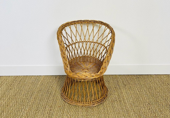 Image 1 of Fauteuil pour enfant vintage fabriqué à la main en rotin, 1960