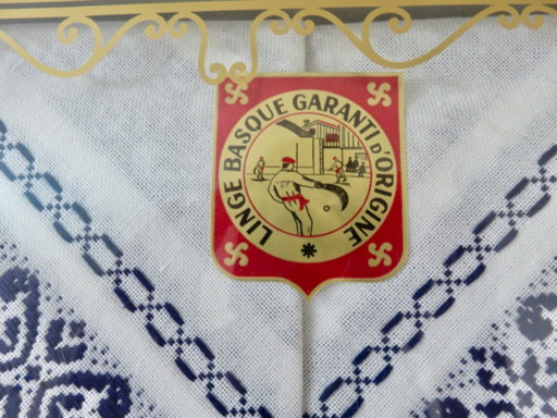 Linge de table Pays Basque, neuf, nappe et 6 serviettes, 1970