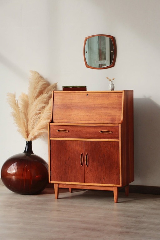 Vintage teak Jentique secretary desk – Restored English furniture from the 1960s
