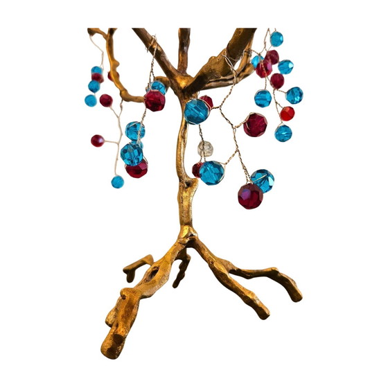 Image 1 of Scultura di albero in ottone fatta a mano – Design ornato a 5 gambe | Decorazione egiziana vintage – 32 cm