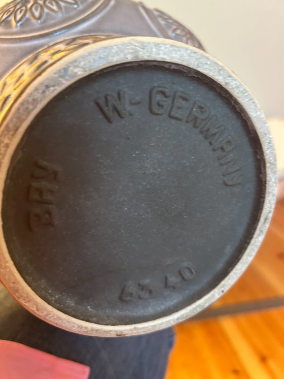 Image 1 of  2er Set brutalistische Keramik Vasenlampen, Bodo Mans für Bay Keramik, West Germany, 1960er