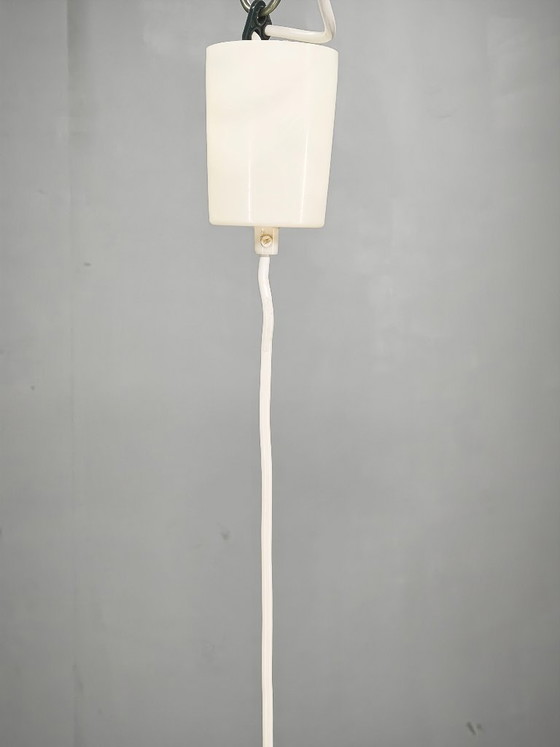 Czechoslovak Opaline Glass and Gold Pendant Light, 1970s – Pendant lamps, Plastic (photo 4 of 10)
