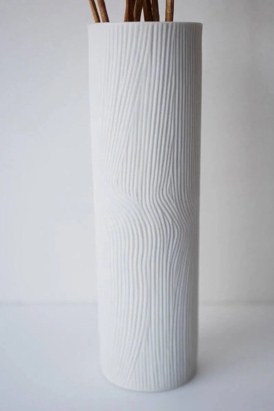 Image 1 of Mid-century modern Op-Art Studio Line bisque porcelain vase by Werner Schreib for Rosenthal, 1960s