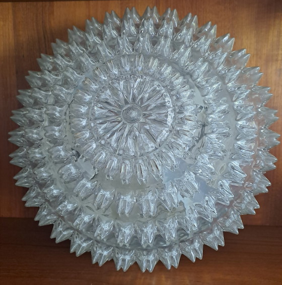 Image 1 of Mid-Century Glashütte Limburg Ceiling Light A 699 Textured Glass 1960s