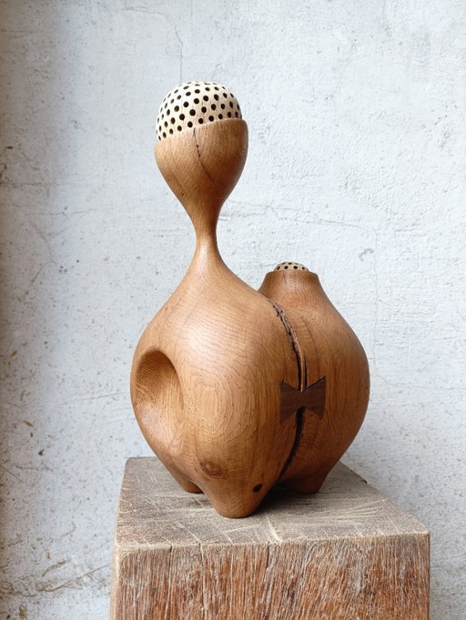 Sculpture in carved solid oak