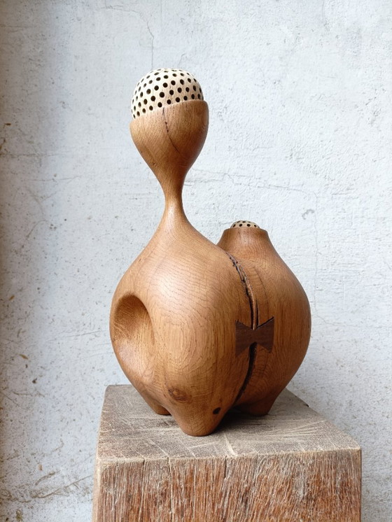 Image 1 of Sculptuur van gebeeldhouwd massief eikenhout