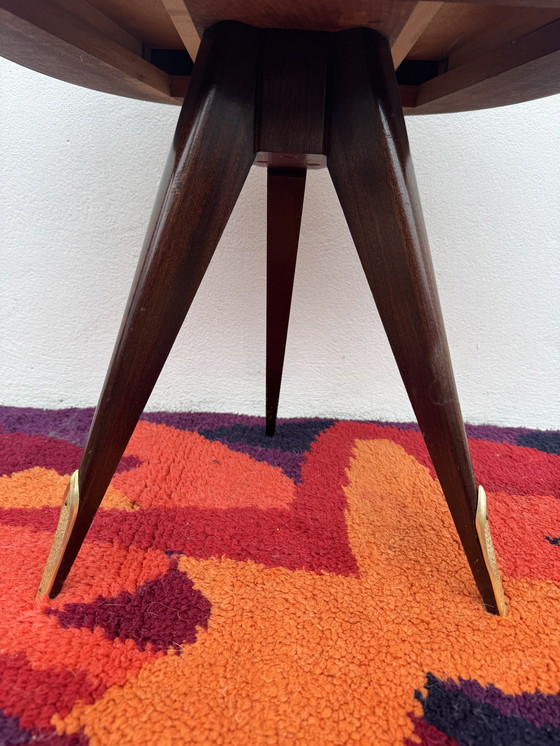 Image 1 of 1950s half-moon tripod bedside table