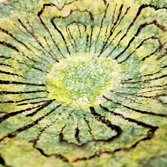 Image 1 of Mid-century Modern Art Pottery Deep Plate From 1970s | Vintage Hand-painted Ceramic Home Decor Plate From Hungary | 23.5cm 