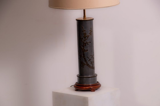 Image 1 of Pewter vase lamp circa 1970