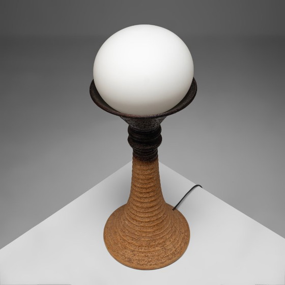 Grote Earthly keramische tafellamp van Doria Leuchten, Duitsland, jaren 70. – Tafellampen, Ceramic, Glass (photo 7 of 10)