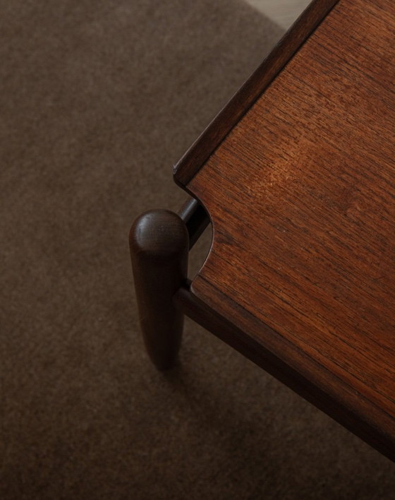 Image 1 of Vintage Teak Coffee Table, Mid Century Modern, Tray-Top Form, Sculptural Arched Stretchers, 1960s