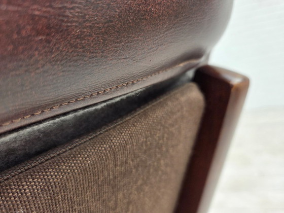 1970s, Scandinavian Armchair, Brown Furniture Leather. – Wood (photo 14 of 19)