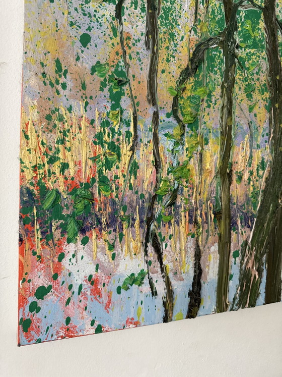 Gertjan Scholte-Albers. Stagno nel bosco | Olio su tela | 200 x 60 cm – Dipinti e disegni, Wood, Cotton (photo 3 of 5)