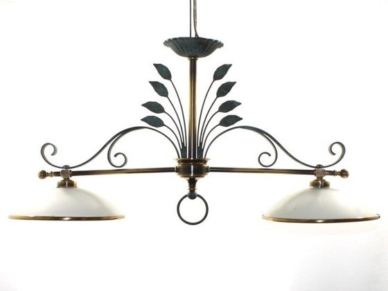 Mariner S.A. Spanish Vintage Hollywood Regency Ceiling Light - Brass & Verdigris., Glass, Metal, Gold (photo 5 of 8)