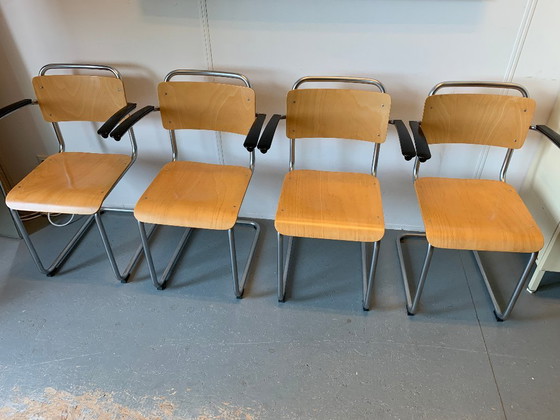 Image 1 of 4x Gebroeders van der Stroom Dutch Originals Gispen Chair