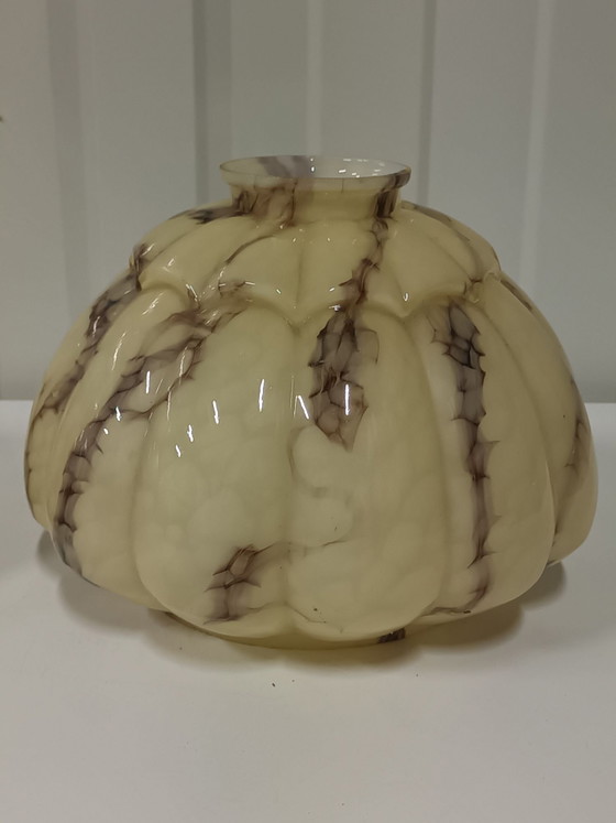 5x Art Deco Lampshades, Marbled Glass (1920s/1930s), Pendant lamps, Brown (photo 4 of 7)