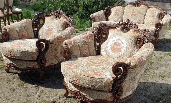 Image 1 of Italiaanse barok bank met fauteuils 